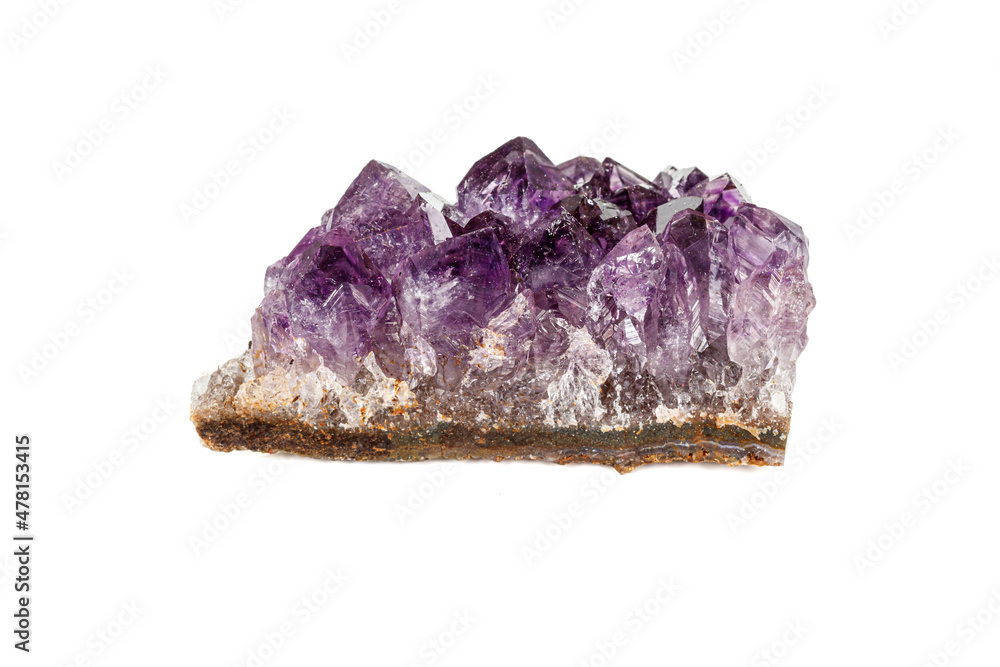 Fototapeta premium Amethyst Crystal Druse macro mineral on white background
