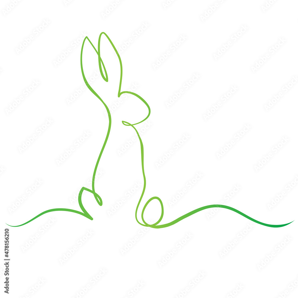 Color easter eggs and rabbit one line banner hand drawn for holiday card design Color easter eggs and rabbit one line banner hand drawn for holiday card design