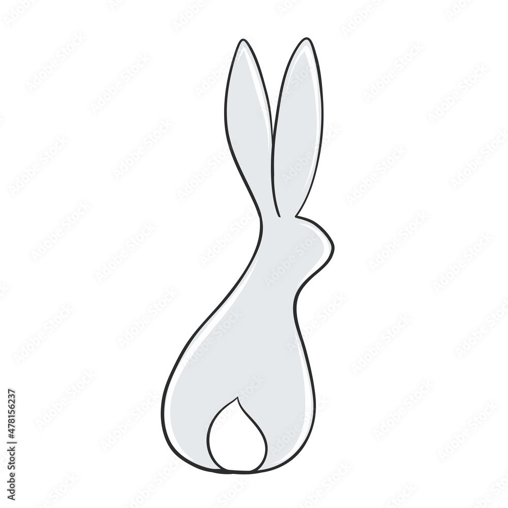 Easter rabbit bunny grey hand drawn for holiday card design Easter rabbit bunny grey hand drawn for holiday card design