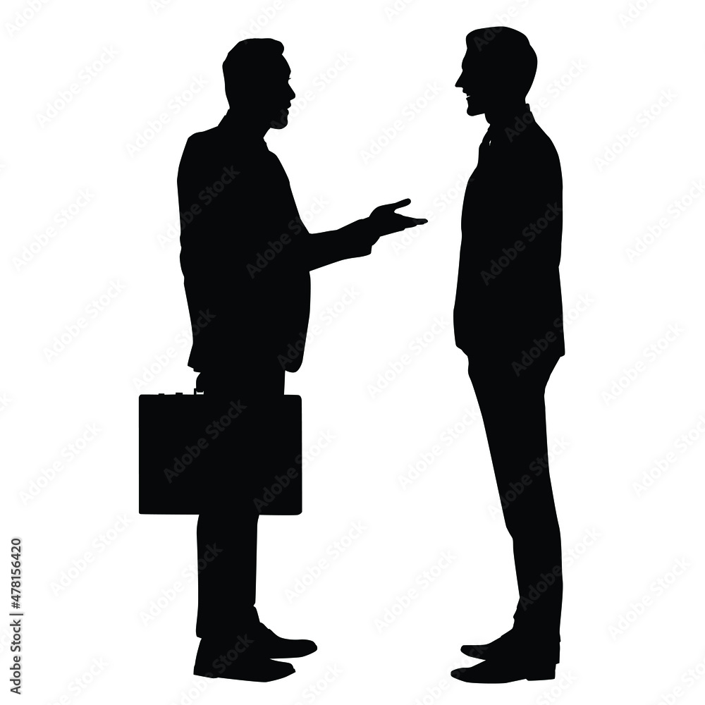 The Silhouette Of Two Men Having A Discussion