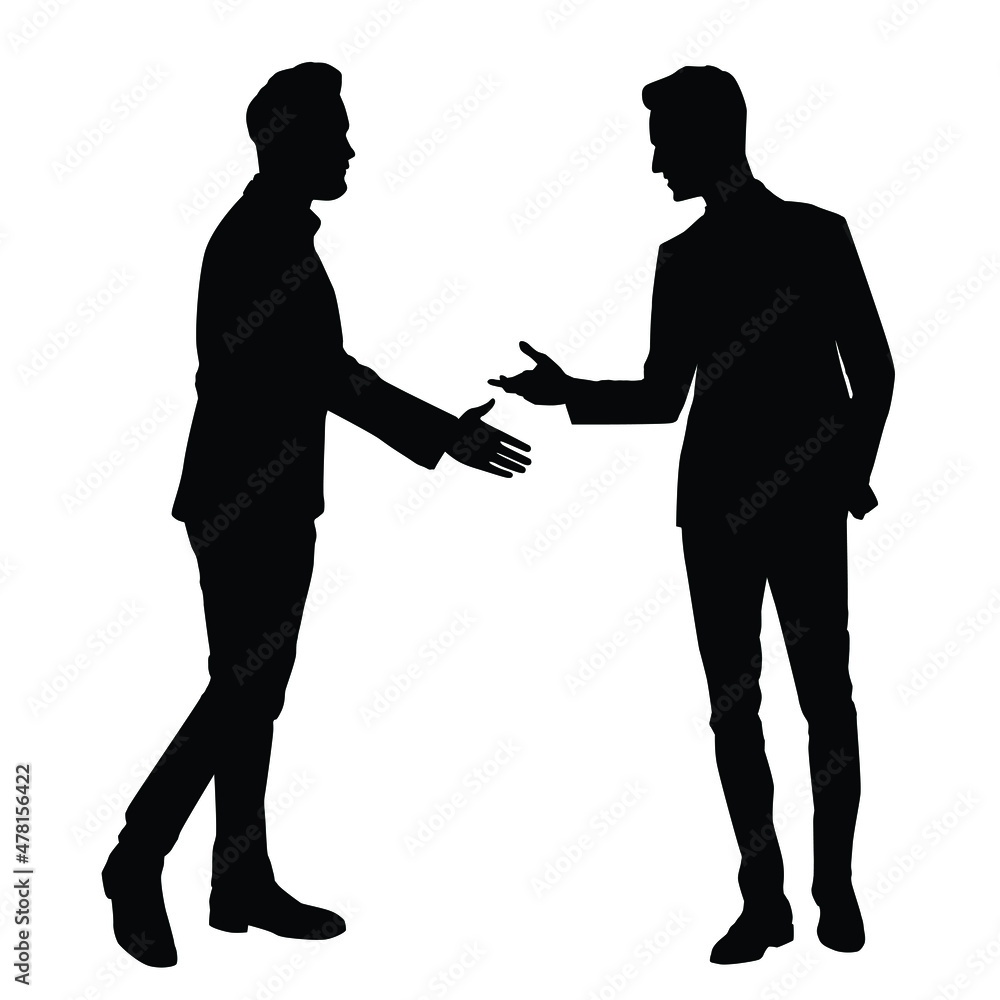 The Silhouette Of Two Men Having A Discussion