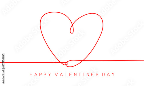 Happy valentines day red heart line hand draw on white design for holiday festival celebration background vector