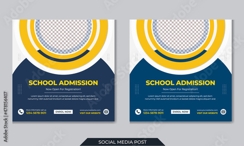 School admission social media post or web banner template