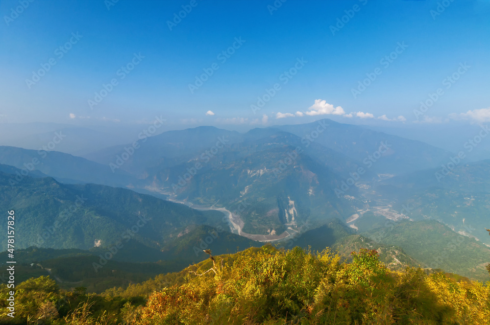 Famous Ramitey view point - Sikkim, India. From this view point, twists and turns of river Tista or Teesta can be seen below, River Tista flows through sikkim state.