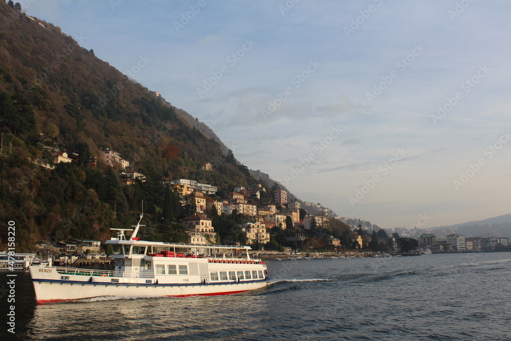 Ship on the lake Como