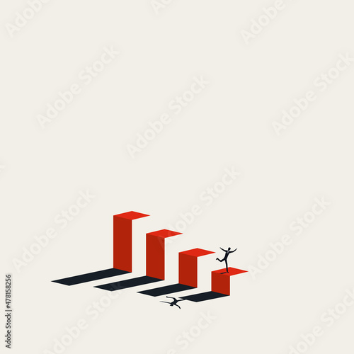 Business crash and failure vector concept. Symbol of bankrutpcy, crisis, market decline. Minimal illustration.