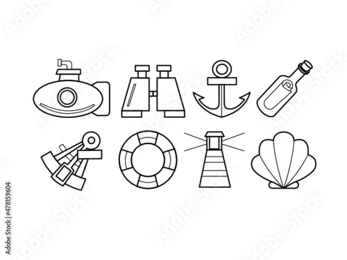 navi outline icon set