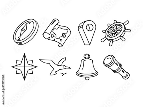 navi outline icon set