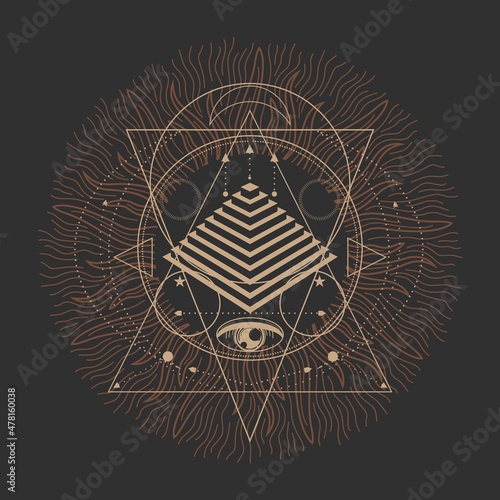 Mystical vintage gothic geometry thin lines symbol
