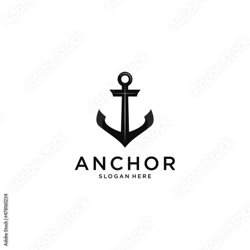 marine ship anchor logo design vector silhouette