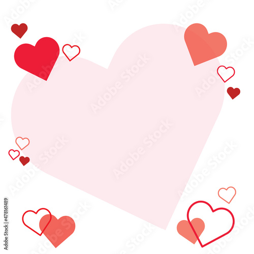 red hearts Romantic whtie background vector valentines day.copy space greeting card