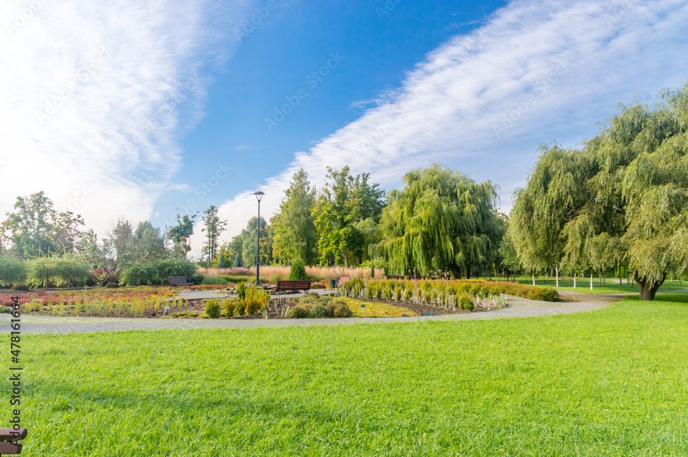 Obraz premium Nice view in Millennium park in Chojnice, Poland.