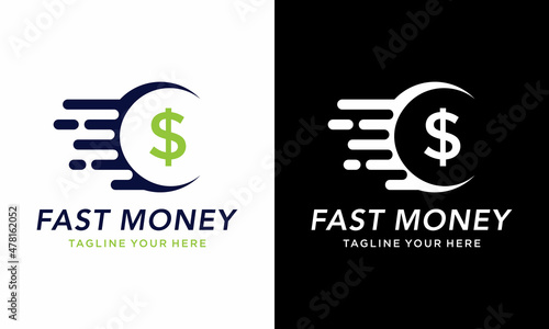 Illustration vector graphic of fast cash money for finance professional business logo design template. on a black and white background.