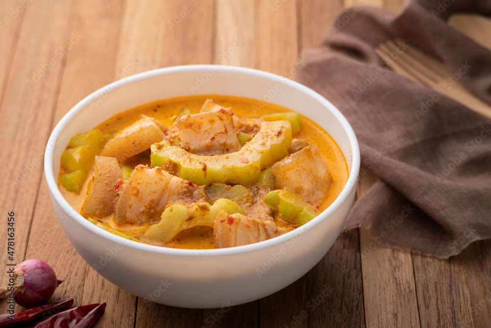 Dried Bitter Gourd Curry with Pork belly,Thai food Dried Bitter Gourd Curry with Pork belly,Thai food