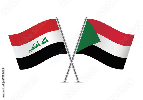 Free Download Iraq and Sudan flags. Iraqi and Sudanese flags isolated on white background. Vector illustration. - GFXLoad