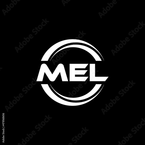 MEL letter logo design with black background in illustrator, vector logo modern alphabet font overlap style. calligraphy designs for logo, Poster, Invitation, etc.	 photo