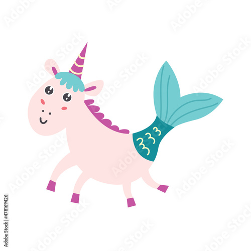 Capricorn zodiac sign Unicorn with a fish tail animal character
