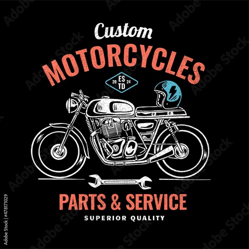 Motorcycle theme vector artwork for apparel prints, posters, stickers and other uses.