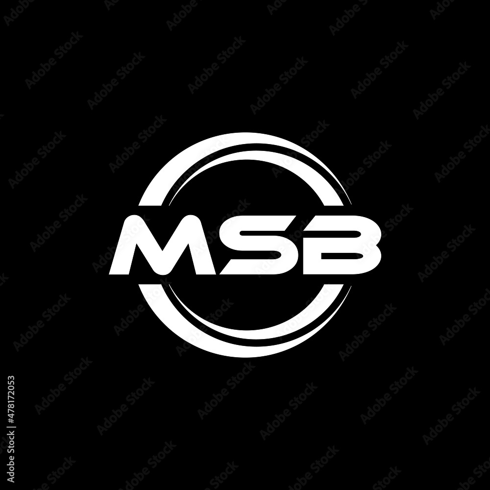 MSB letter logo design with black background in illustrator, vector ...