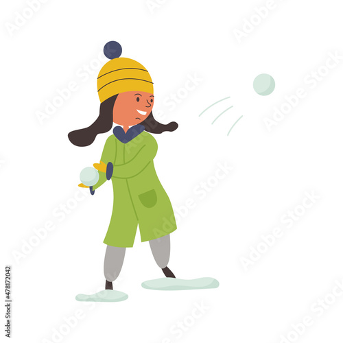 Girl throws snowball