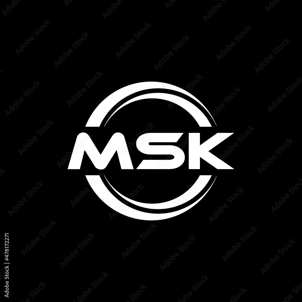MSK letter logo design with black background in illustrator