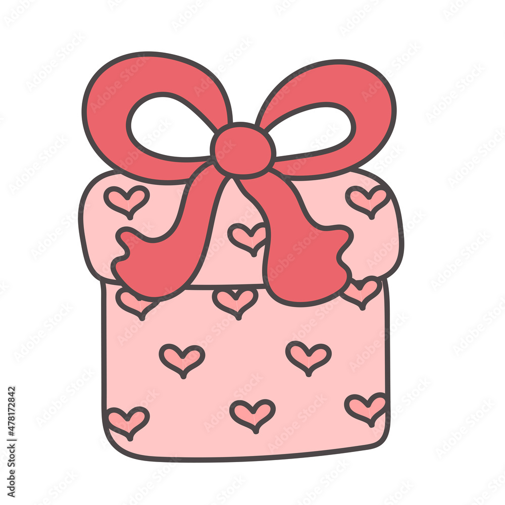 sketch gift box valentine. hand drawn present. doodle sketch gift box valentine. hand drawn present. doodle