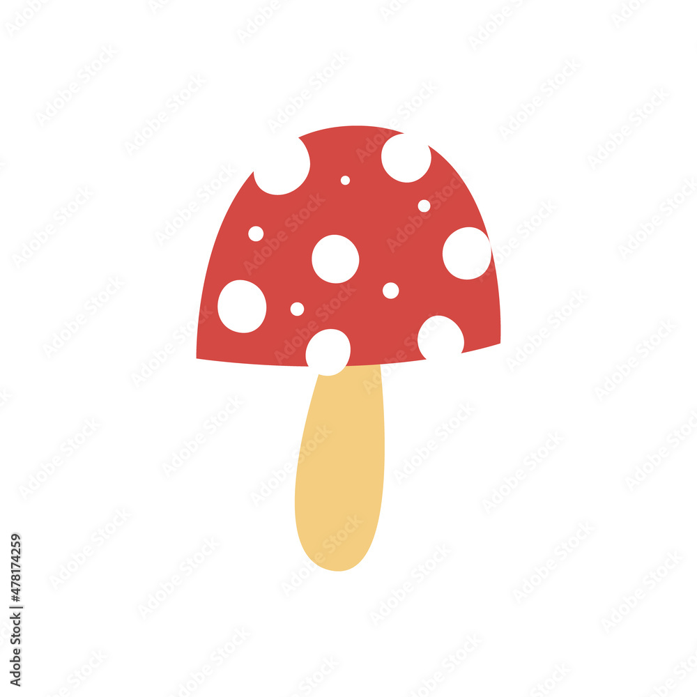 Red and white fly agaric hand drawn naive art Red and white fly agaric hand drawn naive art
