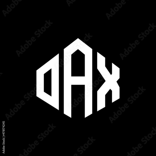 OAX letter logo design with polygon shape. OAX polygon and cube shape logo design. OAX hexagon vector logo template white and black colors. OAX monogram, business and real estate logo.
