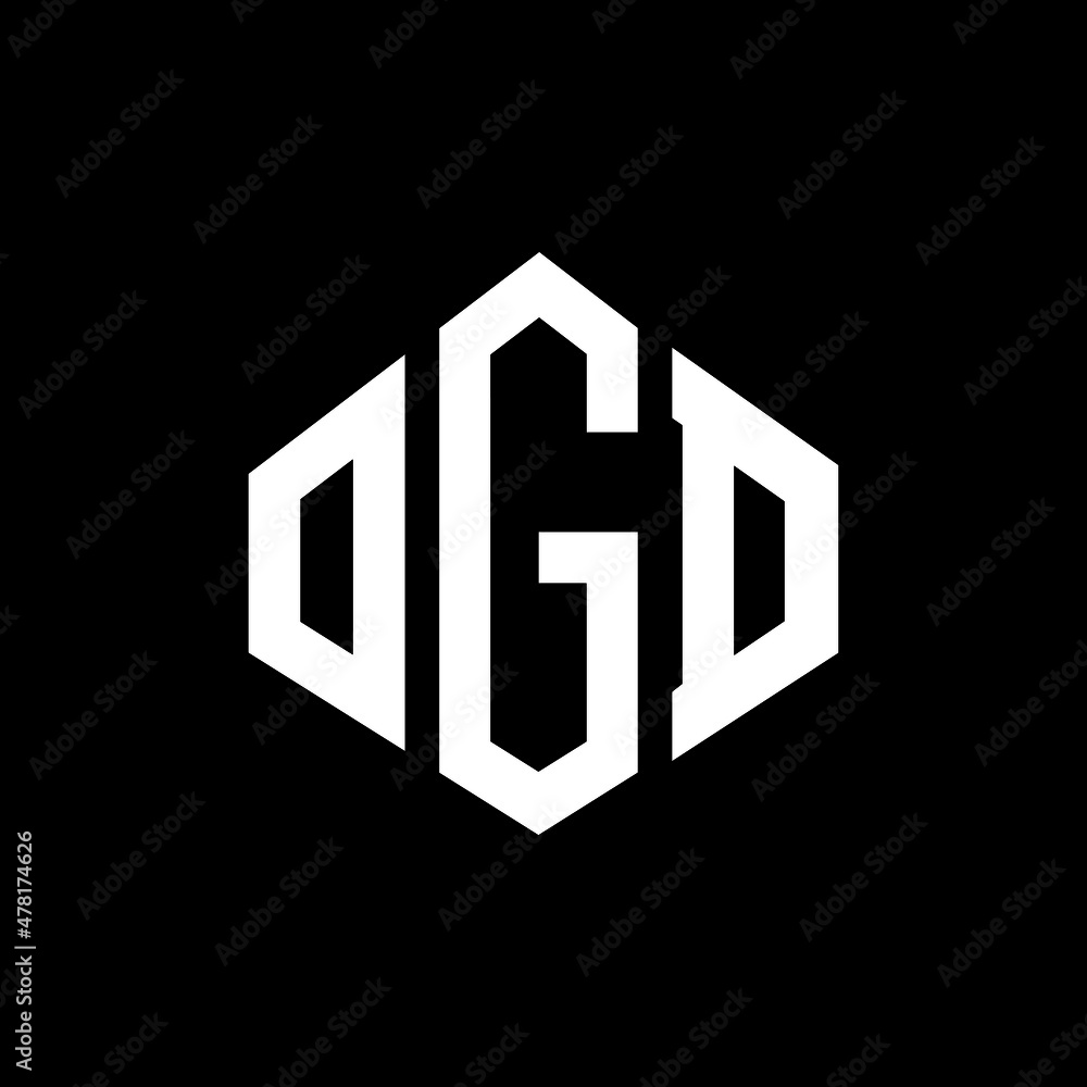 OGD letter logo design with polygon shape. OGD polygon and cube shape logo design. OGD hexagon vector logo template white and black colors. OGD monogram, business and real estate logo.