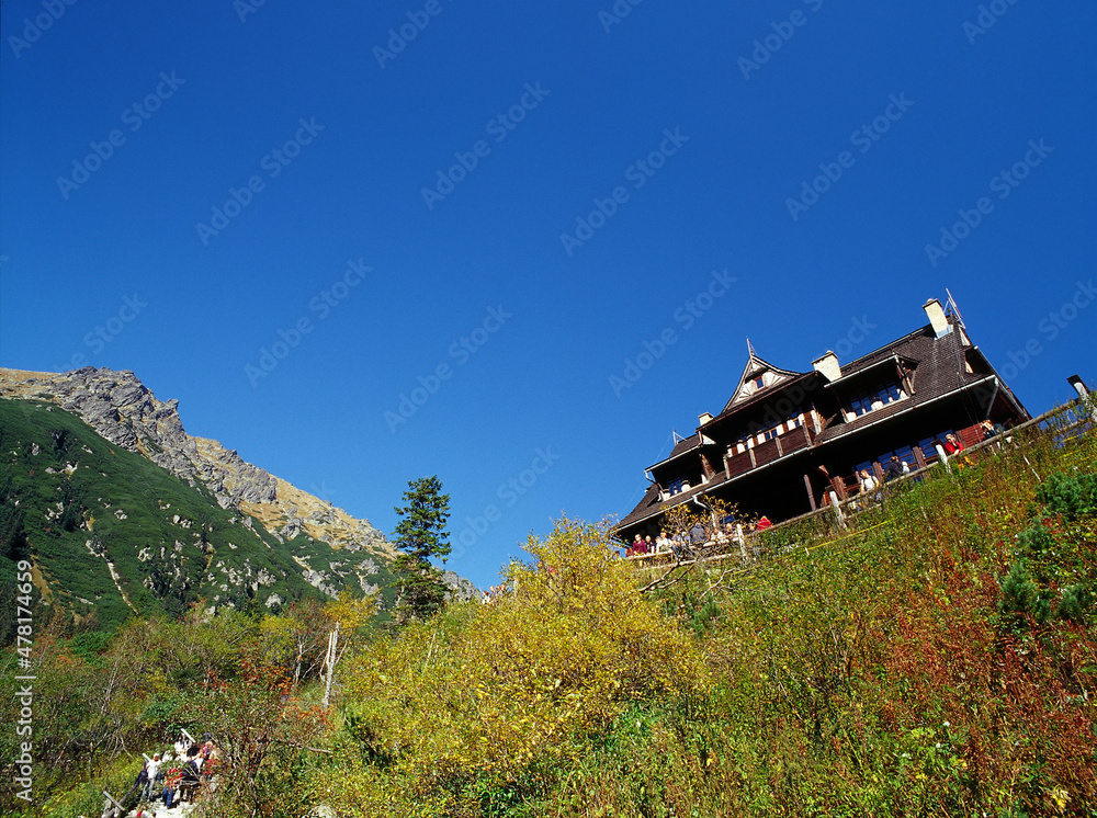 custom made wallpaper toronto digitalShelter in Morskie Oko, (Sea Eye Shelter), Tatra Mountains, Tatra National Park - October, 2010, Poland
