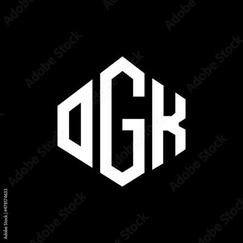 OGK letter logo design with polygon shape. OGK polygon and cube shape logo design. OGK hexagon vector logo template white and black colors. OGK monogram, business and real estate logo. photo