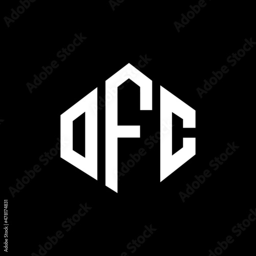 OFC letter logo design with polygon shape. OFC polygon and cube shape logo design. OFC hexagon vector logo template white and black colors. OFC monogram, business and real estate logo.