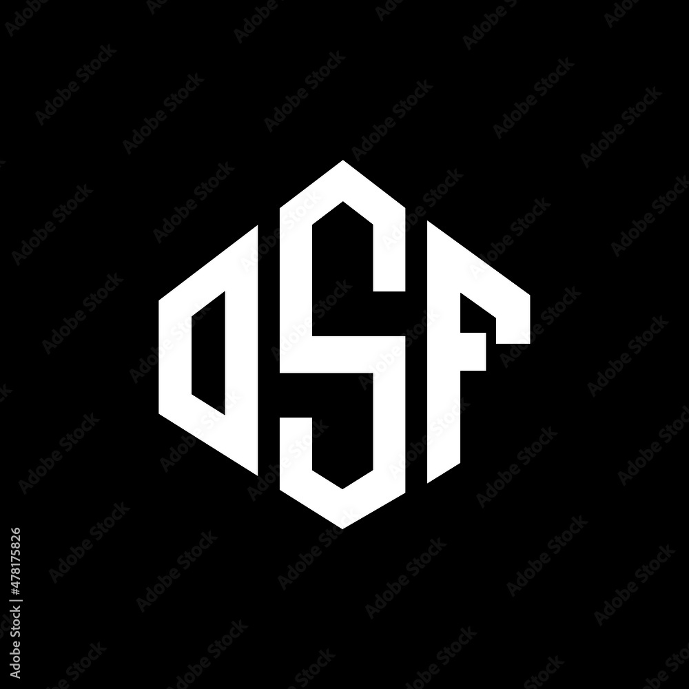 OSF letter logo design with polygon shape. OSF polygon and cube shape logo design. OSF hexagon vector logo template white and black colors. OSF monogram, business and real estate logo.