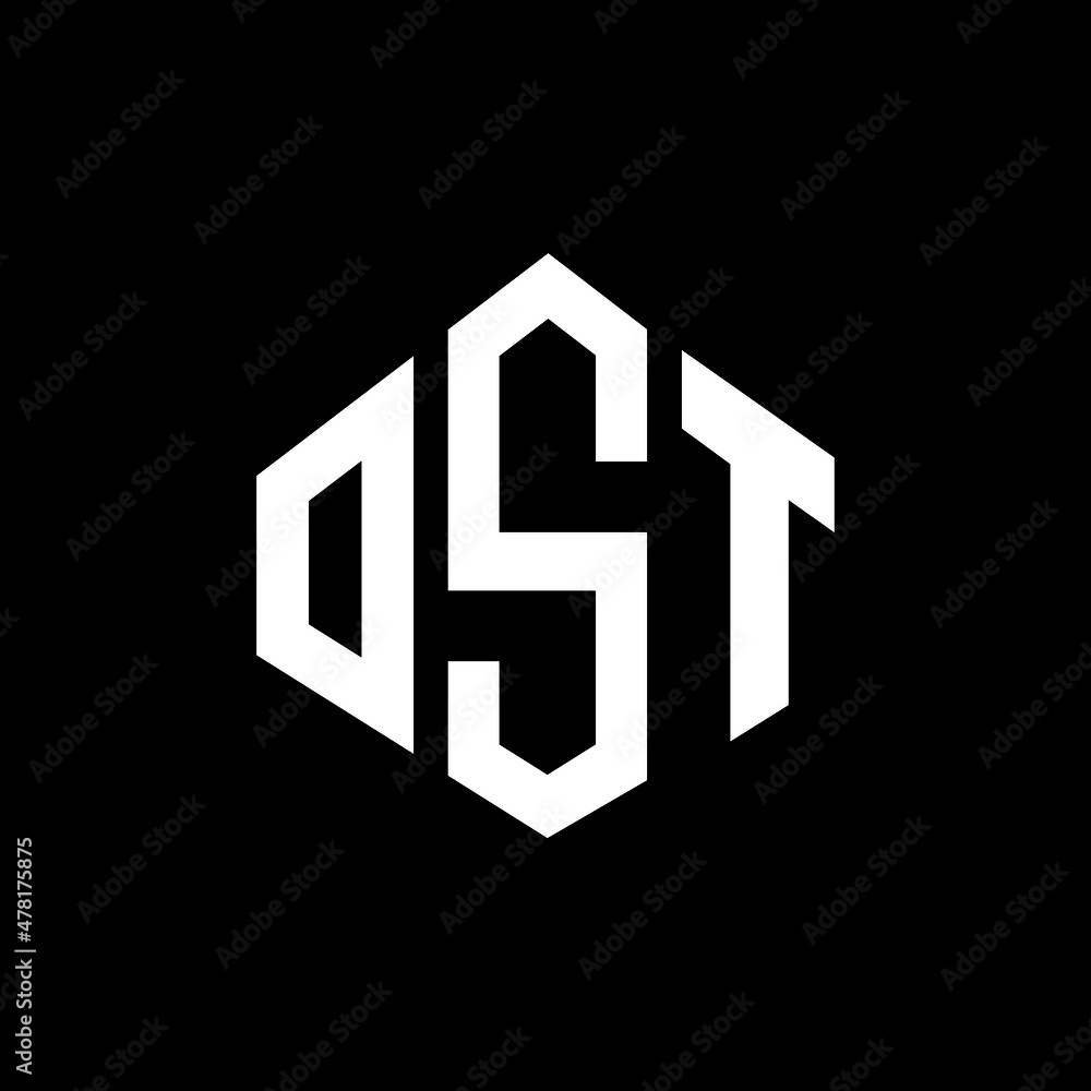 OST letter logo design with polygon shape. OST polygon and cube shape logo design. OST hexagon vector logo template white and black colors. OST monogram, business and real estate logo.