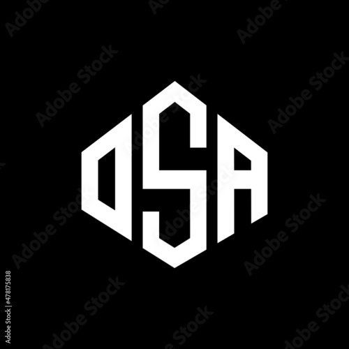 OSA letter logo design with polygon shape. OSA polygon and cube shape logo design. OSA hexagon vector logo template white and black colors. OSA monogram, business and real estate logo.
