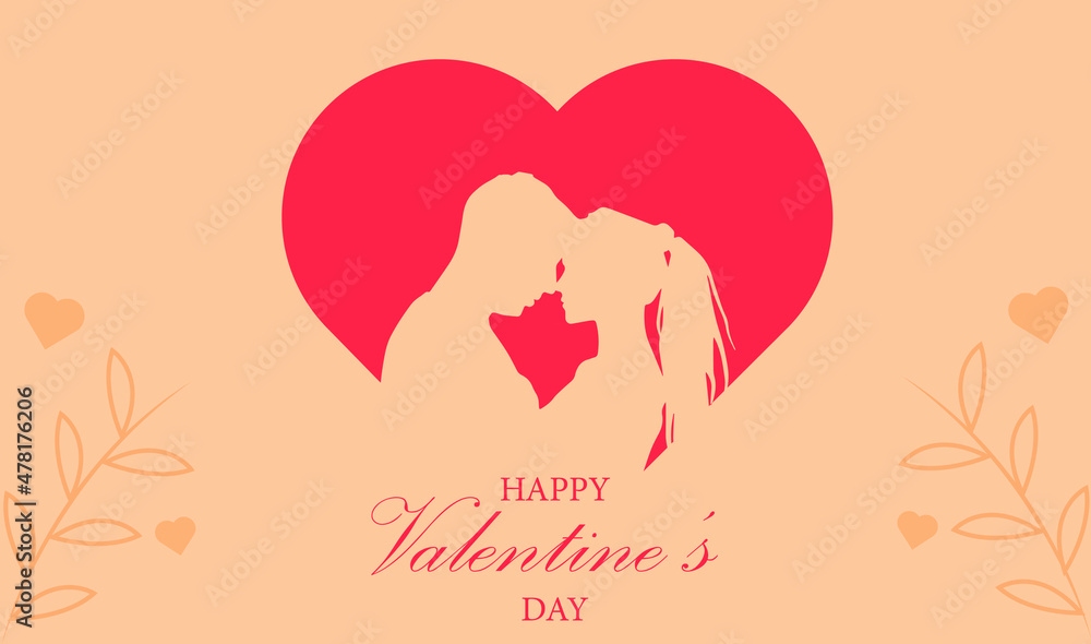 Valentine's day background with couple, which falls on February 14

