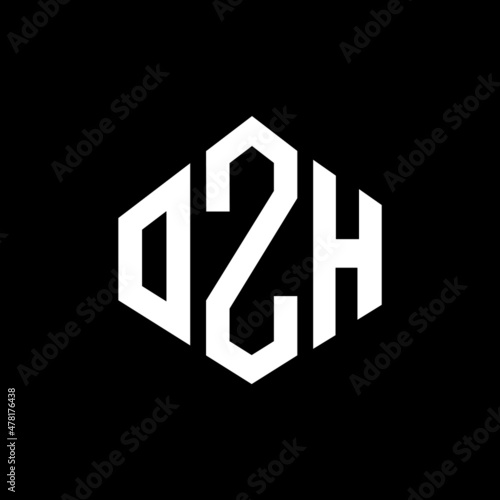OZH letter logo design with polygon shape. OZH polygon and cube shape logo design. OZH hexagon vector logo template white and black colors. OZH monogram, business and real estate logo.