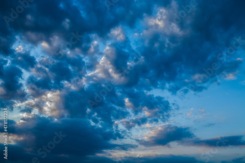 Blue sky and white clouds. sunset sky