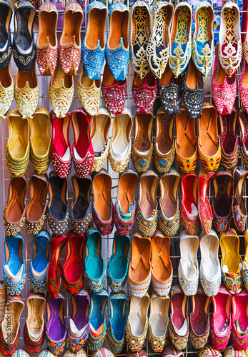 Colorful ballerina shoes on the shelf