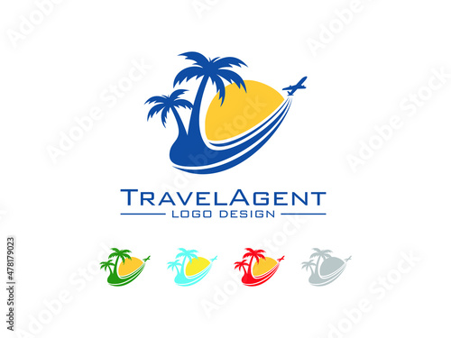 wow travel logo illustration nature circle color vector design template eps 10.eps