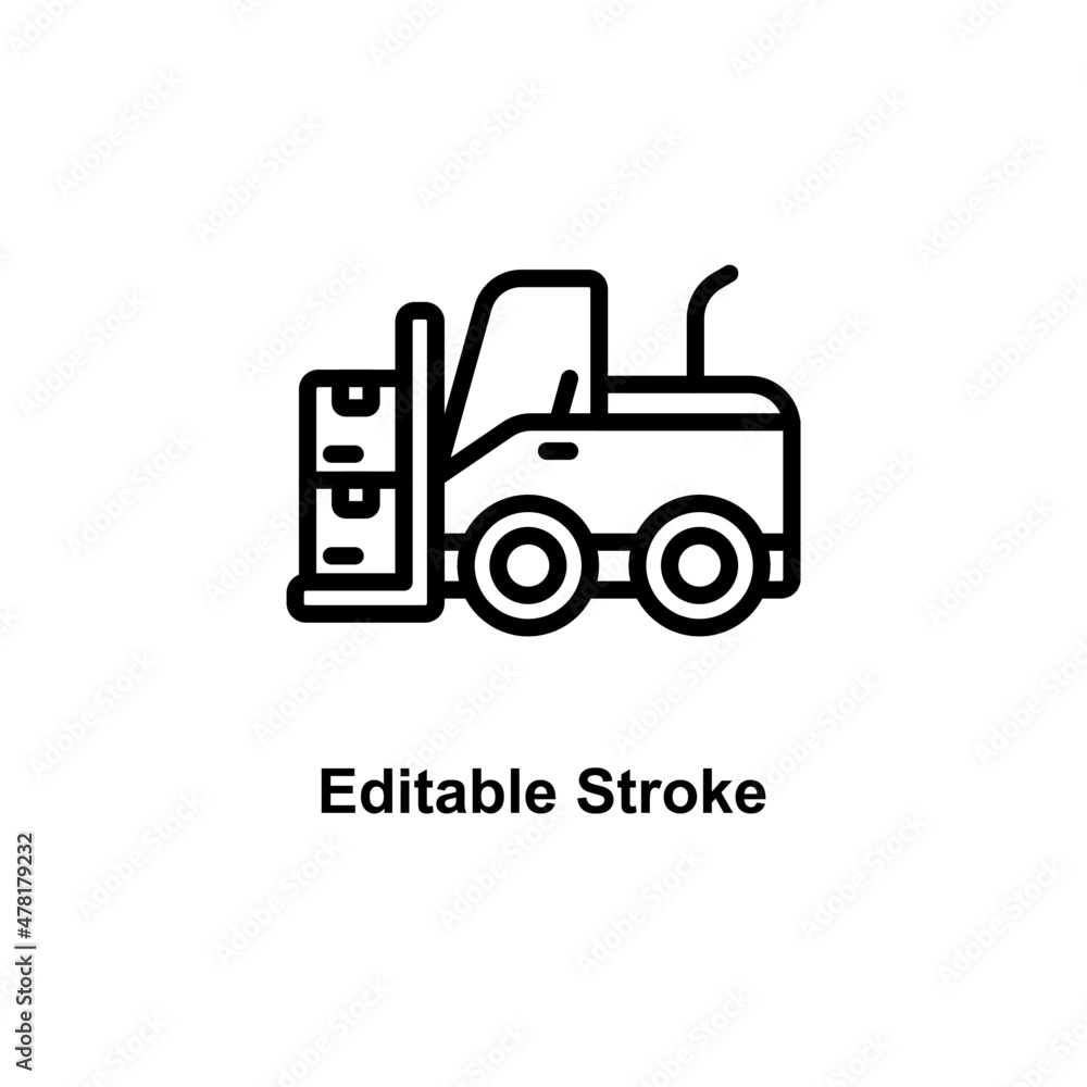 forklift car icon for cargo delivery designed in outline style with editable strokes in cargo delivery icon theme
