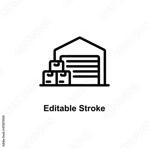 shipping warehouse icon designed in outline style with editable stroke in delivery icon theme