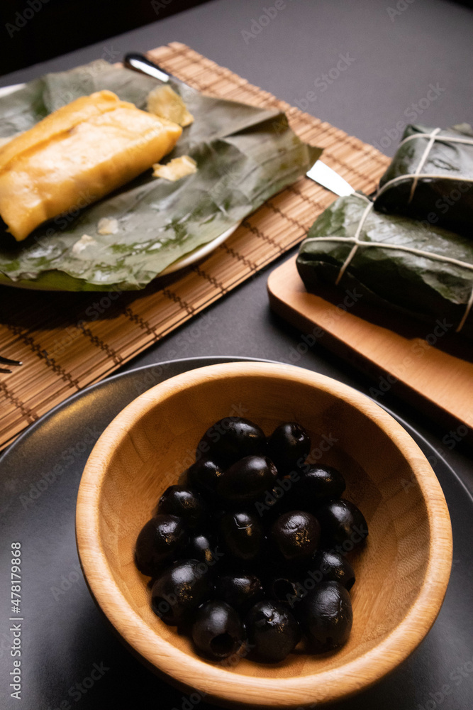 Hallaca on the table, the traditional dish of Venezuelan Christmas Hallaca on the table, the traditional dish of Venezuelan Christmas