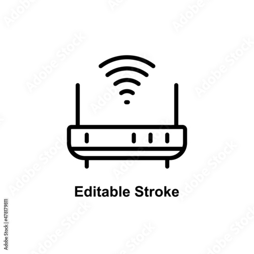 router icon designed in outline style in editable strokes for telecommunication icon theme