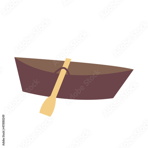 Vector cartoon transport boat with an oar