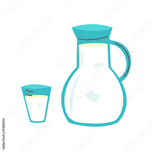 Vector pitcher glass with milk