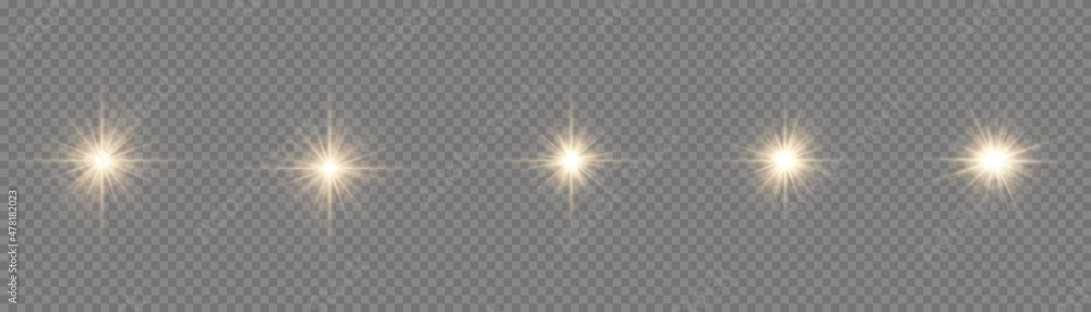 Fototapeta premium Star burst with light, yellow sun rays. 