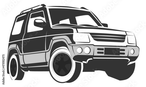 Crossover car logo. Big powerful vehicle symbol