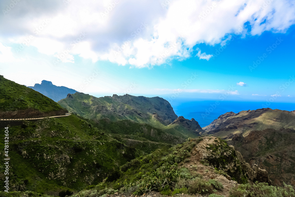 Amazing sunset landscape view to famous Maska canyon on Tenerife island Spain