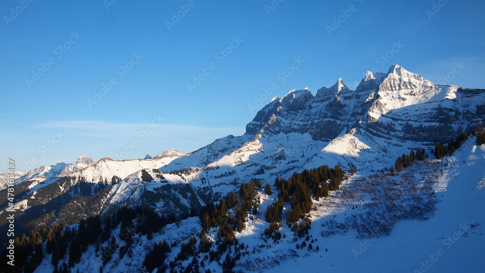 Magnificent view of the French Alps in winter, France Magnificent view of the French Alps in winter, France